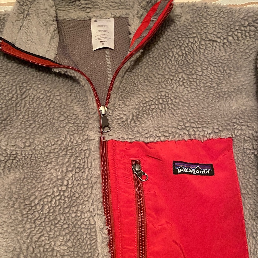 Patagonia Red and Gray Fleece Jacket